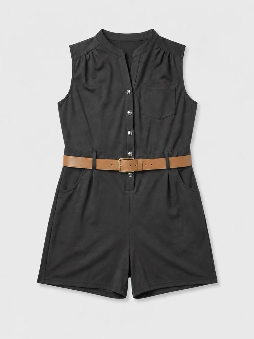 Shein New black romper with Tan belt. Size 12/14